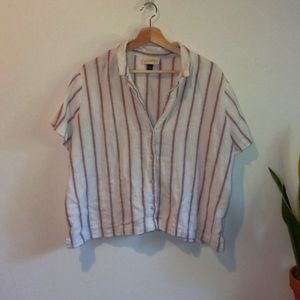Universal Thread striped button down shirt linen blend